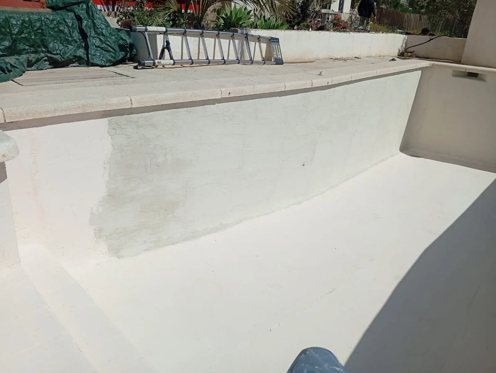 Pool refurbishment in progress — fresh coating on a pool on the Costa Blanca